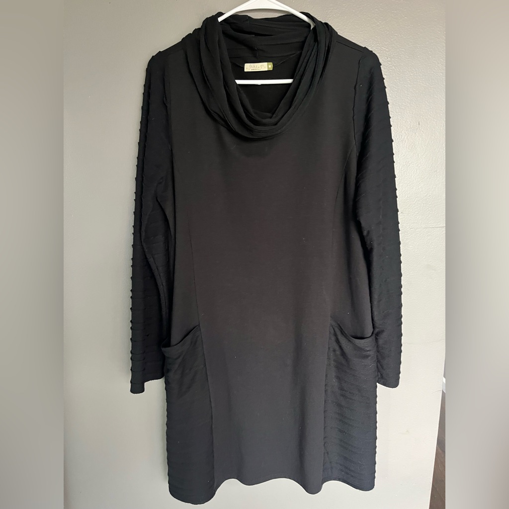 Chalet Black Cowl Neck Dress With Pockets